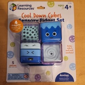 Learning Resources Cool Down Cubes Sensory Fidget Set - Blue and White